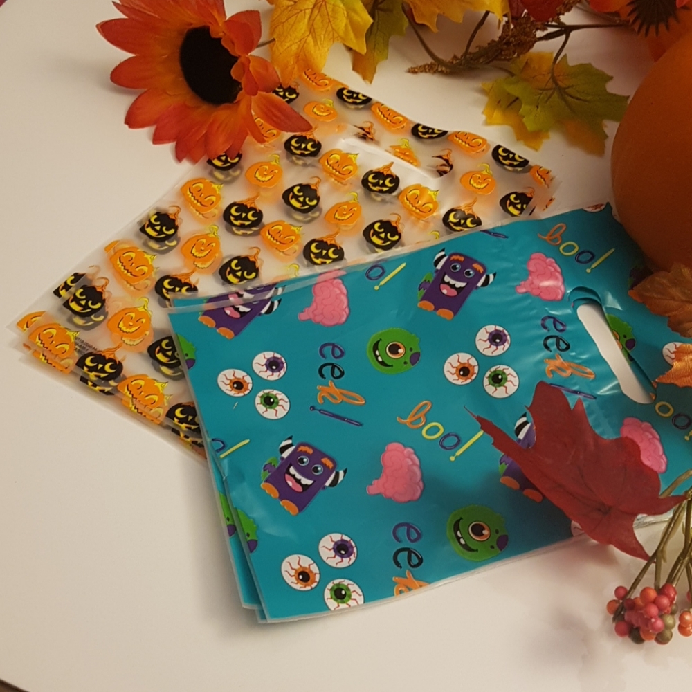 🎃 CLEARANCE 8 pcs Boo Eek Pumpkin Halloween Favor Treat Bags Loot Bags 6.25"